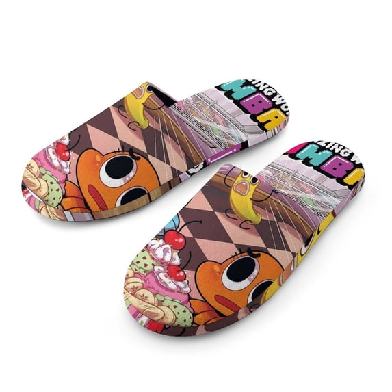 Mens Cozy Slippers Amazing World of Gumball Warm Soft Plush Slipper Slip-on House Shoes for Home Indoor Outdoor
