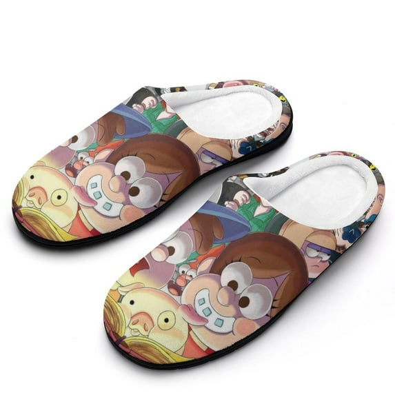 Mens Cozy Slippers Gravity Falls Warm Soft Plush Slipper Slip-on House Shoes for Home Indoor Outdoor