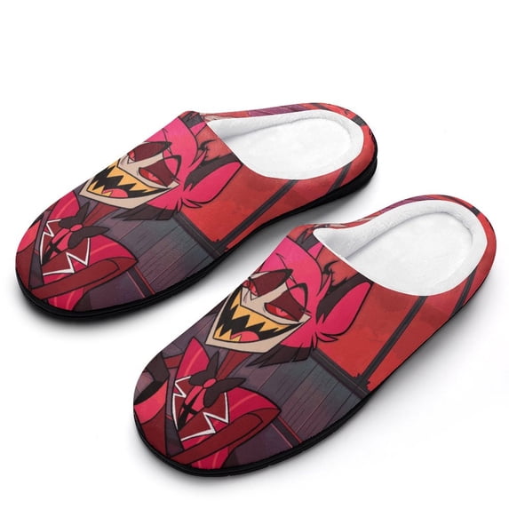 Mens Cozy Slippers Hazbin Hotel Warm Soft Plush Slipper Slip-on House Shoes for Home Indoor Outdoor