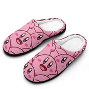 QDUZWIO Mens Cozy Slippers Kirby Warm Soft Plush Slipper Slip-on House Shoes for Home Indoor Outdoor