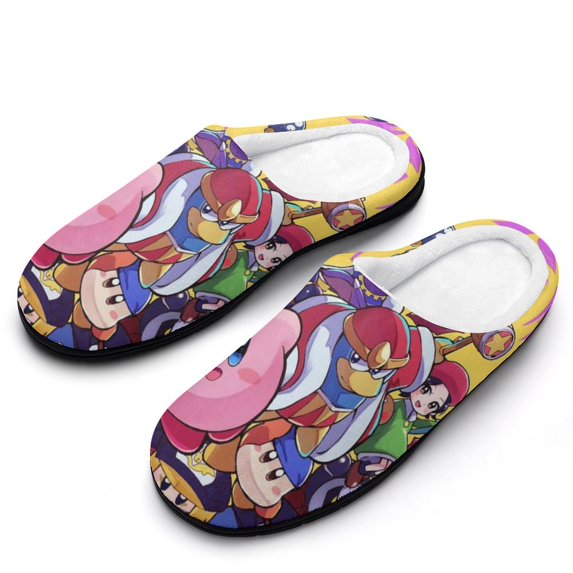 Mens Cozy Slippers Kirby Warm Soft Plush Slipper Slip-on House Shoes for Home Indoor Outdoor
