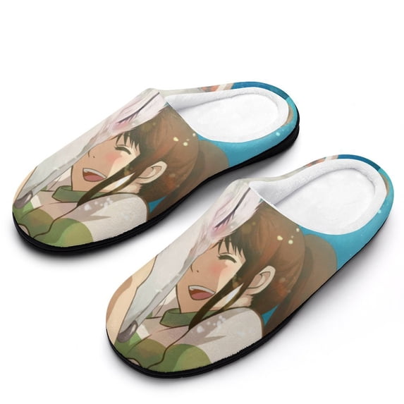 Mens Cozy Slippers Spirited Away Warm Soft Plush Slipper Slip-on House Shoes for Home Indoor Outdoor