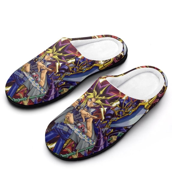 Mens Cozy Slippers Yu-Gi-Oh Warm Soft Plush Slipper Slip-on House Shoes for Home Indoor Outdoor