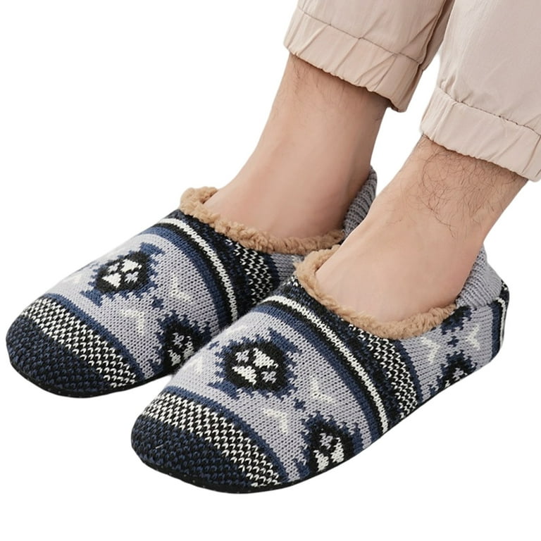 Mens Cozy Soft Sole Slipper Socks With Non Skid Bottoms, Warm
