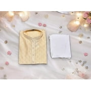Mens Cream Color Traditional Silk Kurta Pajama, 6646