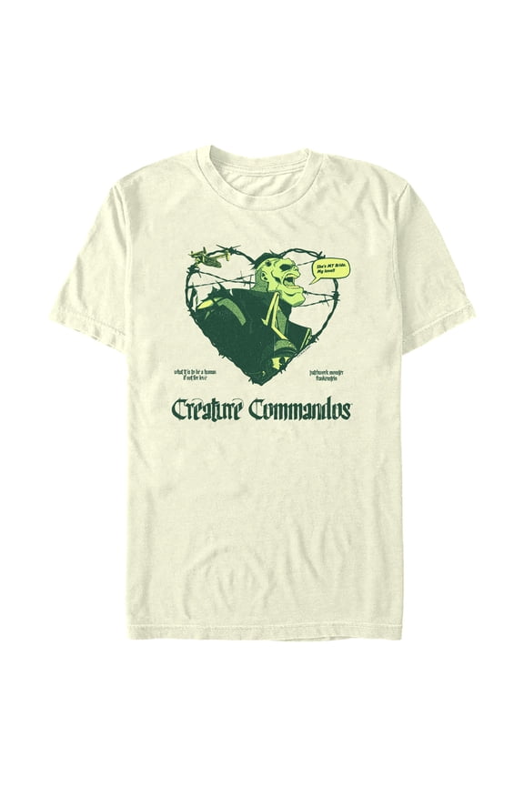 Mens Creature Commandos Frankenstein Heart T Shirt