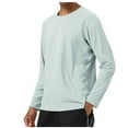 thumbnail image 1 of Mens Crew Neck Long Sleeve Shirt Fall Solid Color Tops for Men Slim Fit Lightweight Pullover Sun Protection Clothing (Blue XL), 1 of 5