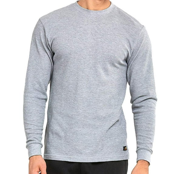 Mens Crew Neck Medium Weight Classic Cotton Thermal TopH.Gry, Large