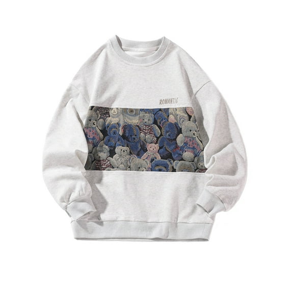 Mens Crew Neck Pullover Long Sleeve Lightweight Sweater Fashion Embroidery Top