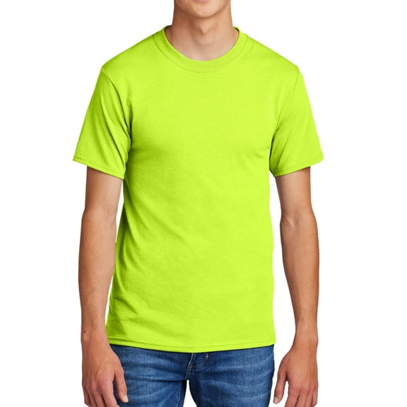 Mens Crew Neck Short Sleeve Cotton Tall Tshirts Casual Summer Lightweight T Shirt Safety Green XLT