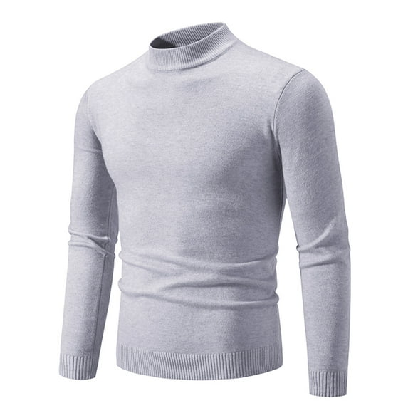 Mens Crew Neck Sweaters Long Sleeve Lightweight Knit Dress Pullover Sweaters Gray L