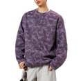 thumbnail image 1 of Mens Crew Neck Sweatshirts Tie Dye Suede Long Sleeve Pullover Casual Stylish Lightweight Sports Blouse Loose Fit (M, Hot Pink), 1 of 5