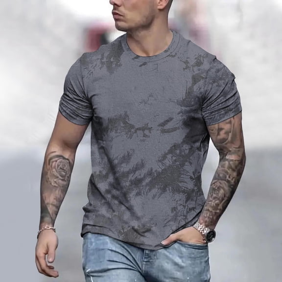 Mens Crew Neck T Shirts Letter Print Casual Style Crew Neck Short Sleeve Classic Tunic T Shirt Loose 2026 Spring Summer Fall Work Tee Pullover Outfits Black L