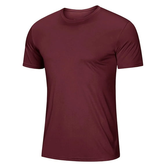 Mens Crew Neck T Shirts Lightweight Slim Fit Solid Color Short Sleeve Crew Neck Running Shirts 2026 Spring Summer Fall Blouses Pullover Outfits Red L