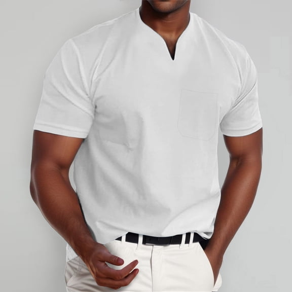 Mens Crew Neck T Shirts Lightweight Solid Color Slim Fit Short Sleeve V Neck Sport Shirts 2026 Spring Summer Fall Blouses Pullover Outfits White XXXXL