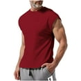 thumbnail image 1 of Mens Crew Neck Tank Tops Cotton Sleeveless Big and Tall Muscle Cut off Shirts Gym Workout Tee Size 3XL Red, 1 of 8