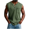 thumbnail image 1 of Mens Crew Neck Workout Tank Tops Casual Basic Sleeveless T-Shirts Summer Outdoor Training Muscle Tops with Pocket, 1 of 6
