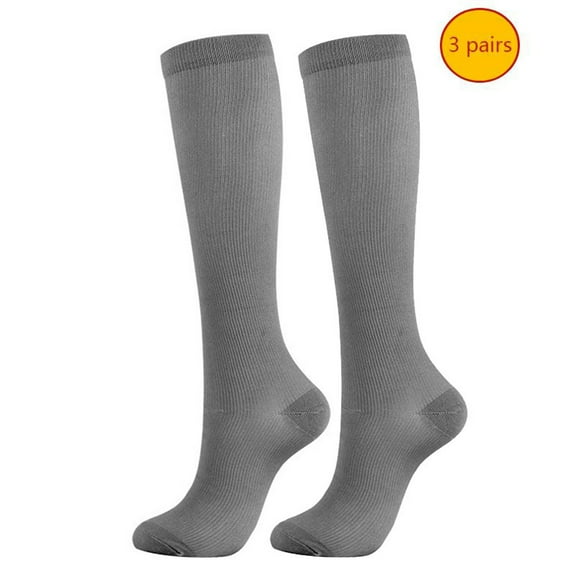 Mens Crew Socks 3pc Women Mens Graduated Pressure Knee High Socks-Comfortable Calf Sports Long Tube Socks Water Socks for Women Gray XXL