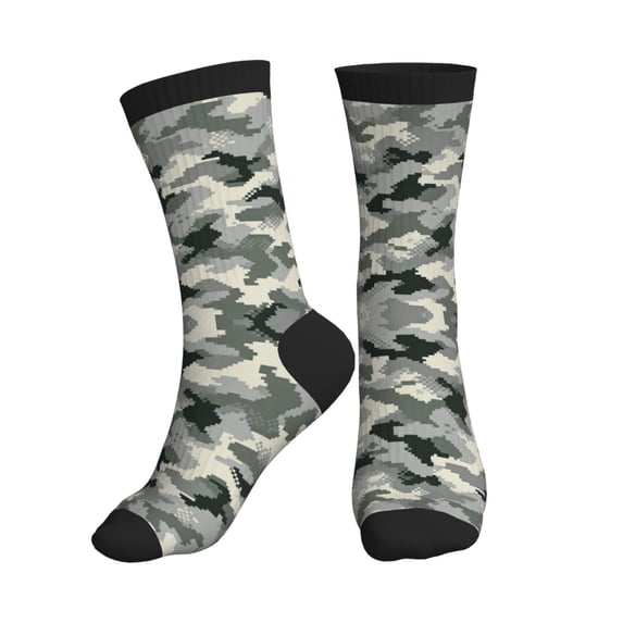 Mens Crew Socks Womens Army Digital Camouflage Workout Training Athletic Socks