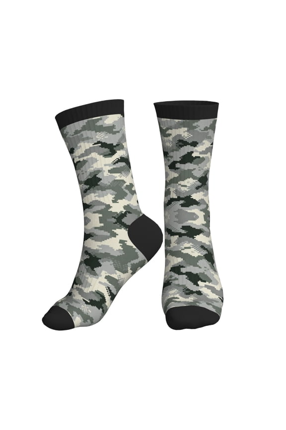 Mens Crew Socks Womens Army Digital Camouflage Workout Training Athletic Socks