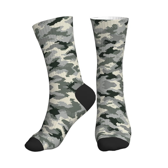 Mens Crew Socks Womens Army Digital Camouflage Workout Training Athletic Socks
