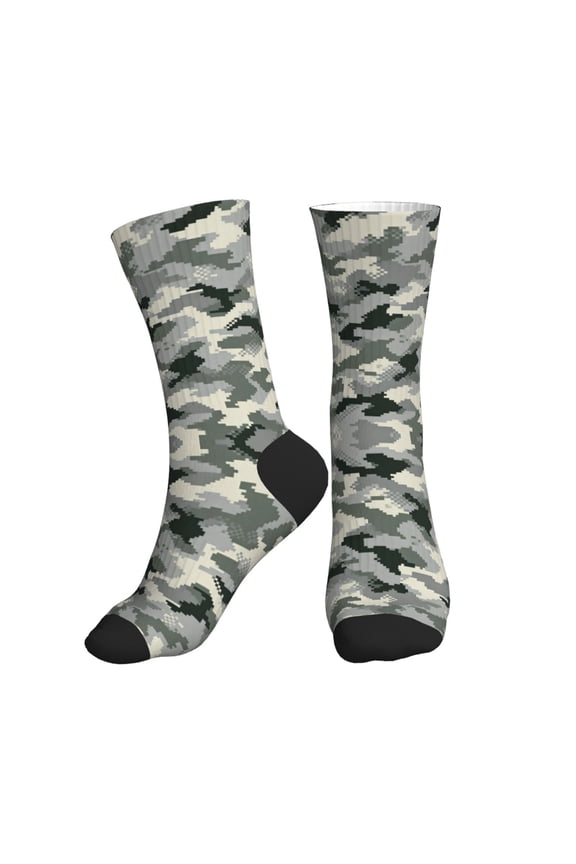 Mens Crew Socks Womens Army Digital Camouflage Workout Training Athletic Socks