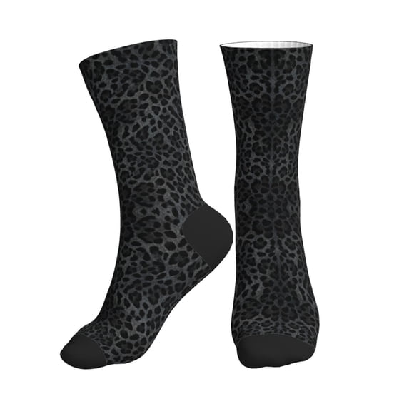 Mens Crew Socks Womens Black Cheetah Leopard Workout Training Athletic Socks