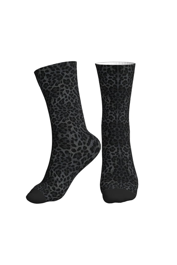 Mens Crew Socks Womens Black Cheetah Leopard Workout Training Athletic Socks