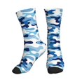 thumbnail image 1 of Mens Crew Socks Womens Blue Camouflage Workout Training Athletic Socks, 1 of 7