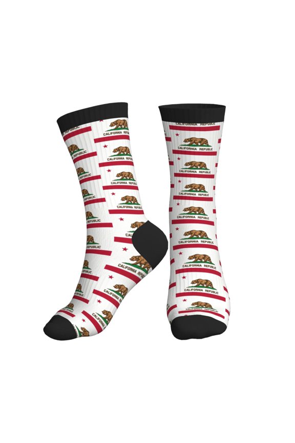 Mens Crew Socks Womens California Flag Workout Training Athletic Socks