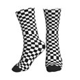 thumbnail image 1 of Mens Crew Socks Womens Checkerboard Black And White Workout Training Athletic Socks, 1 of 7