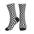 thumbnail image 1 of Mens Crew Socks Womens Checkerboard Black And White Workout Training Athletic Socks, 1 of 7