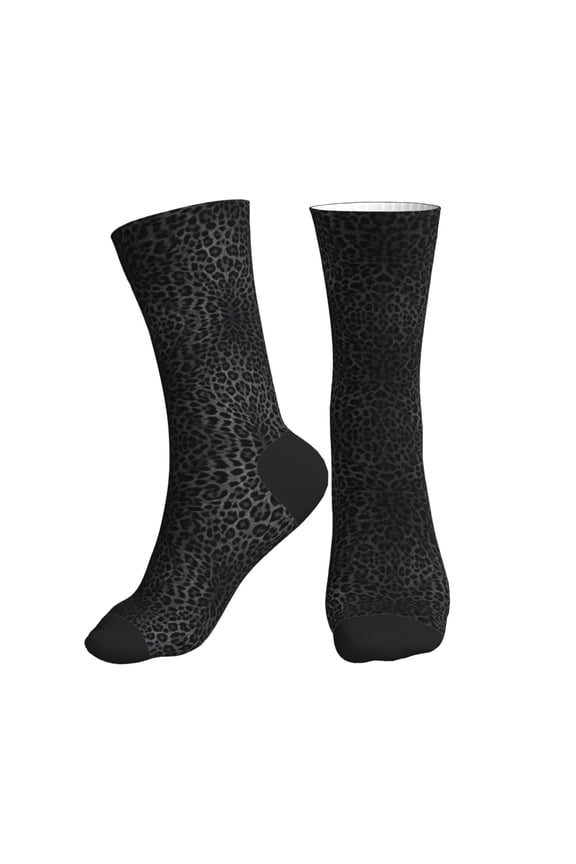 Mens Crew Socks Womens Cheetah Black Leopard Workout Training Athletic Socks