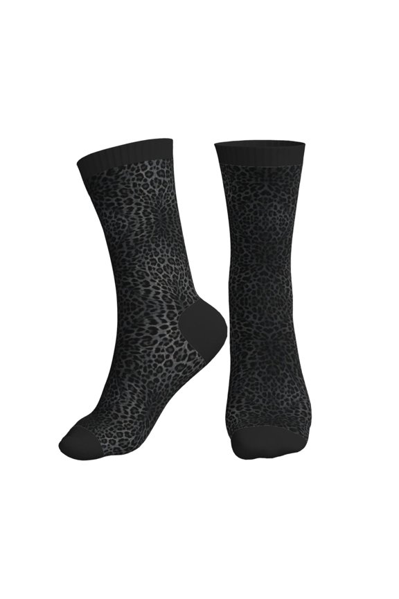 Mens Crew Socks Womens Cheetah Black Leopard Workout Training Athletic Socks