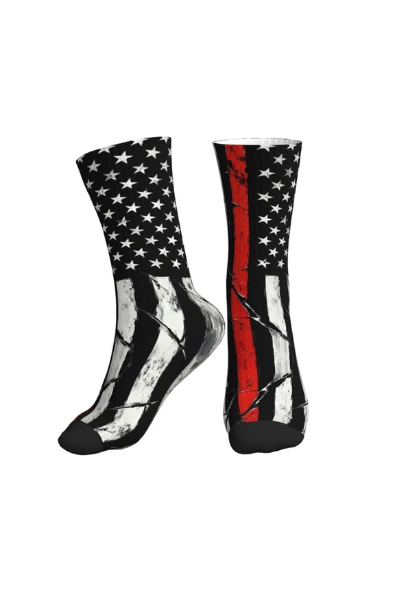 Mens Crew Socks Womens Firefighter Firefighting Flag Workout Training Athletic Socks