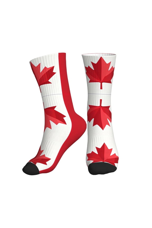 Mens Crew Socks Womens Flag Of Canada Workout Training Athletic Socks