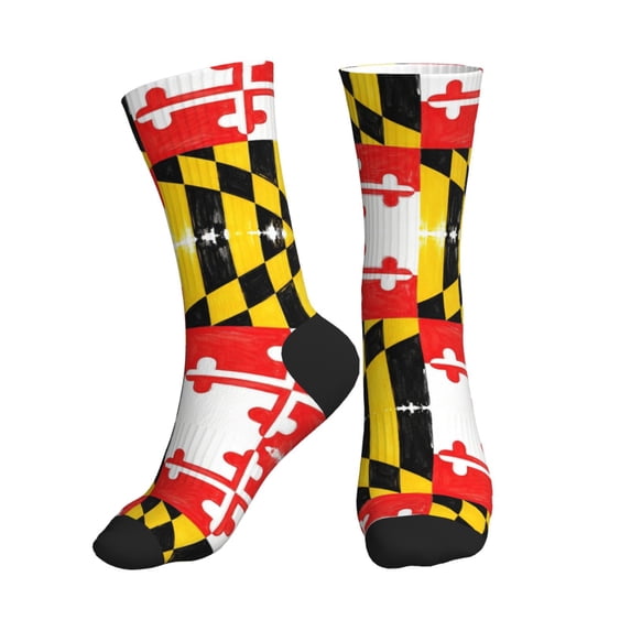 Mens Crew Socks Womens Flag Of Maryland Pattern Workout Training Athletic Socks