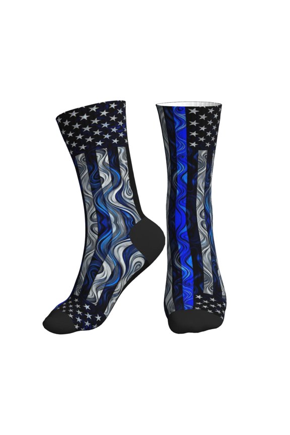 Mens Crew Socks Womens Group Of Thin Blue Line Flag Workout Training Athletic Socks