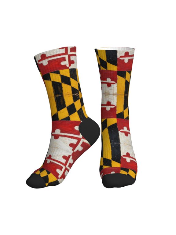 Mens Crew Socks Womens Maryland-Flag Workout Training Athletic Socks