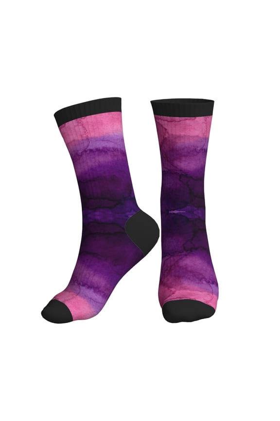 Mens Crew Socks Womens Purple Paint Workout Training Athletic Socks