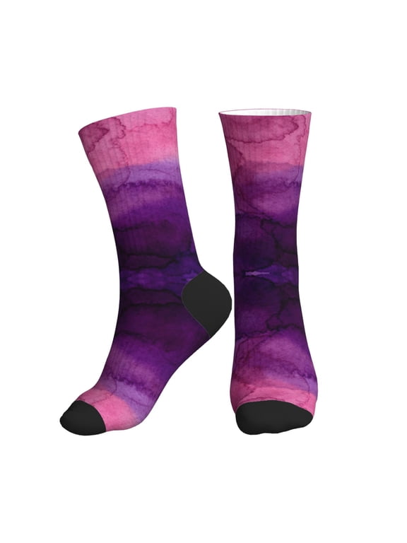Mens Crew Socks Womens Purple Paint Workout Training Athletic Socks