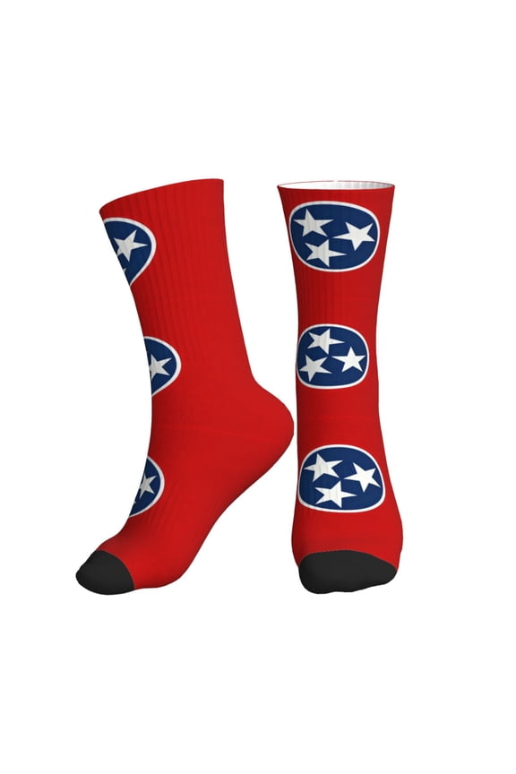 Mens Crew Socks Womens Tennessee Flag Workout Training Athletic Socks
