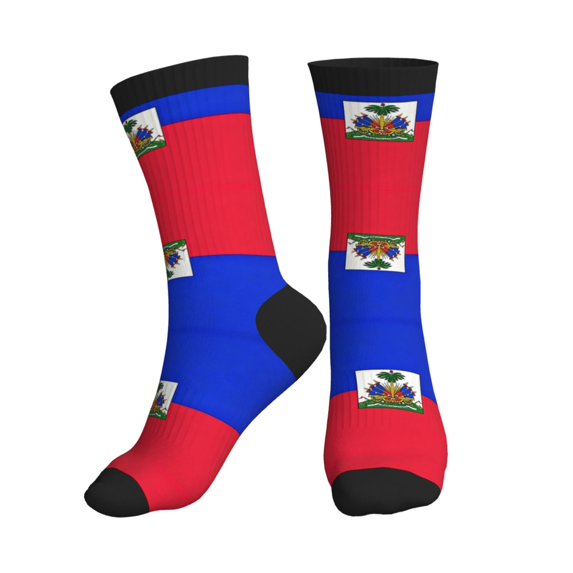 Mens Crew Socks Womens ?haitians Flag Workout Training Athletic Socks
