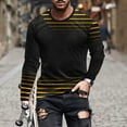 thumbnail image 1 of Mens Crewneck Long Sleeve T-Shirts Big & Tall Plus Size Stretchy Slim Pullover Tees Tops Casual Stripe Printed Basic Comfort T-Shirts S-5X, 1 of 1