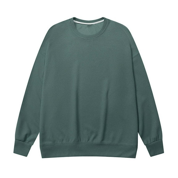 Mens Crewneck Pullover Sweater Waffle Textured Long Sleeve Knitted Sweaters Plus Size Fall Winter Knitted Warmth Top