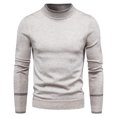 thumbnail image 1 of Mens Crewneck Sweater Stripes Solid Color Tops Comfortable Festival Holiday Men's Fashion with Buttons, Light Gray, Size XXL, 1 of 7