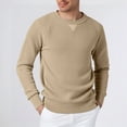 thumbnail image 1 of Mens Crewneck Sweater Waffle Knitted Pullover Sweaters (Beige M), 1 of 3