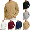 thumbnail image 1 of Mens Crewneck Sweatshirt Casual Long Sleeve Sweatshirts Fall Lightweight Quick Drying Classic Fit Workout T Shirts Khaki S, 1 of 4