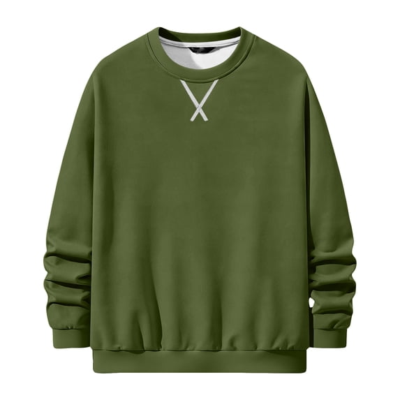 Mens Crewneck Sweatshirt Long Sleeves Casual Pullover Tops Loose Fit Soft Basic Sweatshirt, 2XL