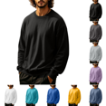 thumbnail image 1 of Mens Crewneck Sweatshirts Casual Fashion Long Sleeves Pure Color Pullover Fall Winter Lightweight Fleece Athletic Workout Pullover Black XL, 1 of 6